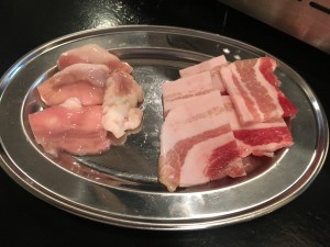小腸と豚バラ